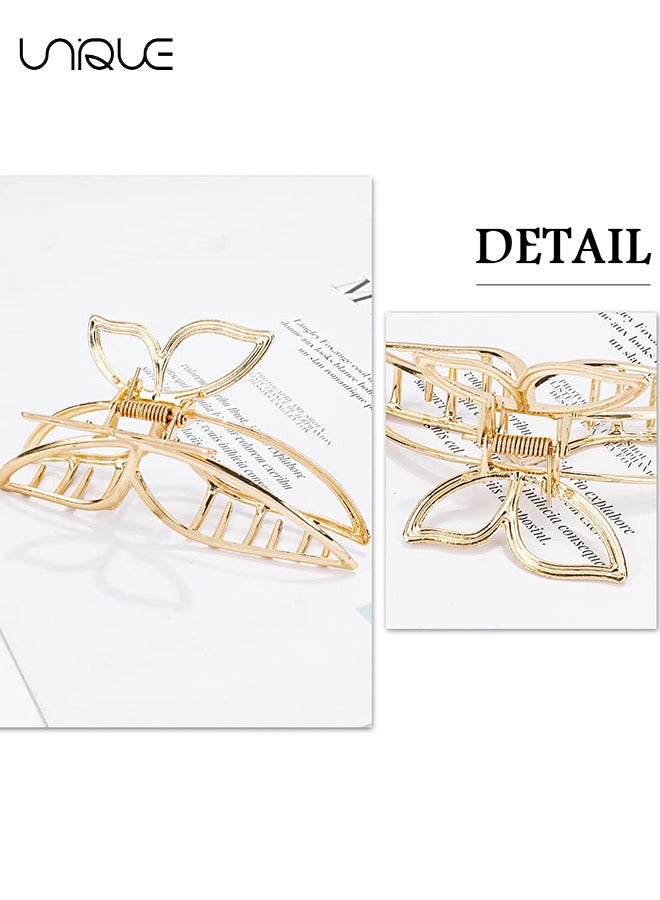 Unique 2 Pack Butterfly Claw Clips，Metal Hair Clips 4.3" Gold Hair Clips for Women Non Slip Cute Hair Claw Clips Fashion Hair Shark Accessories (Gold + Silver) - Image 4