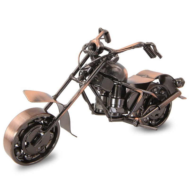 Winterworm Retro Motorcycle Model Statues Iron Art Metal Ornament Motorbike Motorcycle Figurine for Fathers Day Birthday Dad Man Boyfriend Gift Office Home Desk Club Bar Decoration Bronze
