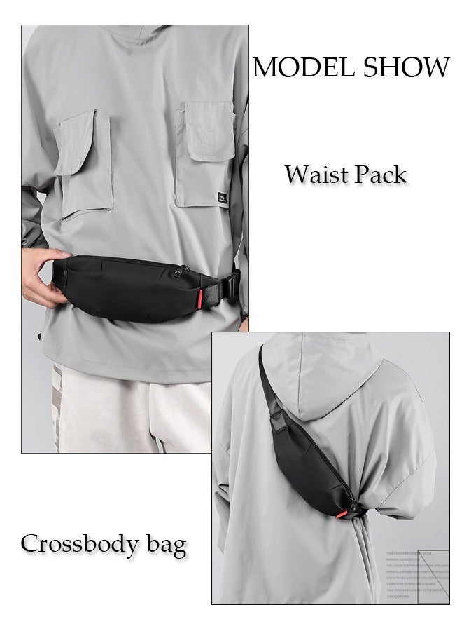 DUNISO Black Waist Pack for Men and Women Fashionable Crossbody Bag Waist Bag Belt Bag with Adjustable Strap Waterproof Anti-theft Chest Bag for Travel Hiking Running Outdoors - Image 2