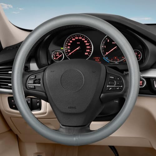 VARGTR Car Steering Wheel Cover,Universal 15 Inch Premium Leather Car Steering Wheel Cover,Best Grip,Perforated Design,Breathable,Non-Slip,Sweat-Absorbent,Warm in Winter and Cool in Summer (Gray) - Image 4