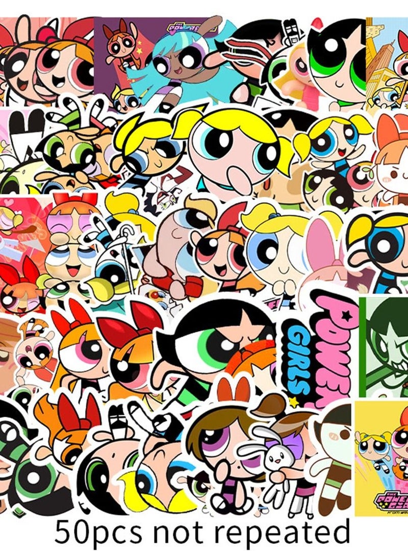general 50-Piece  Powerpuff Girls Cute Vinyl Waterproof Sticker - Image 2