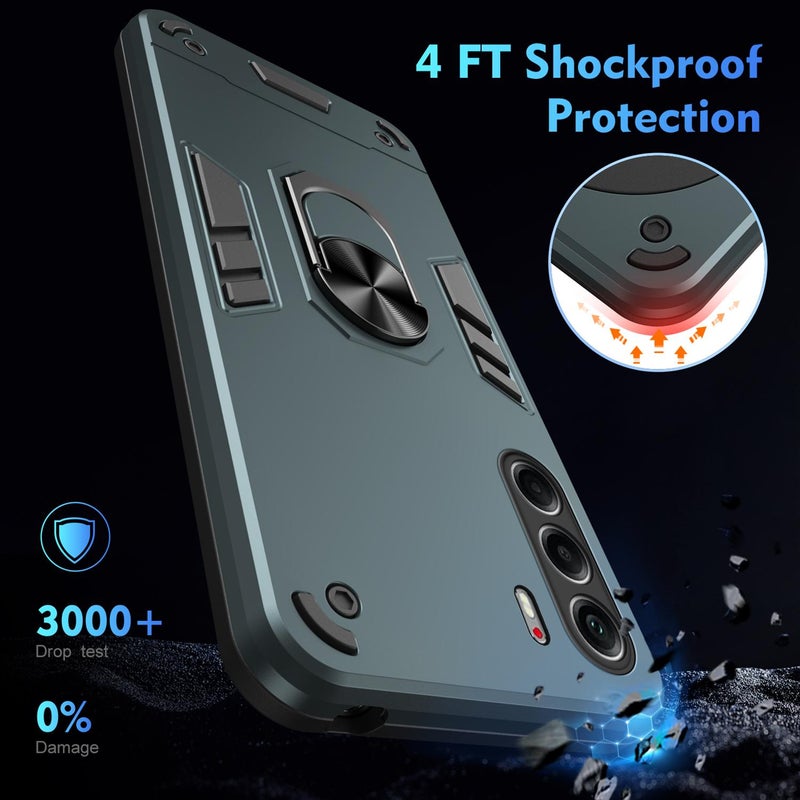 erorex For Tecno Camon 40 Pro 4G Shockproof Metal Ring Holder Phone Case(Green) - Image 4