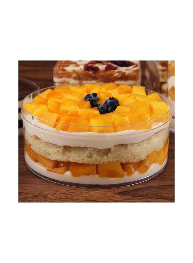 Green Tiger Disposable Plastic Round Dessert Container with Lids | Tiramisu & Cookie Containers | Fruit, Pudding, Mousse, Fruit Parfait Containers,Cake Packaging Box (6, Round 12 x 12 x 5.5 cm) - Image 1