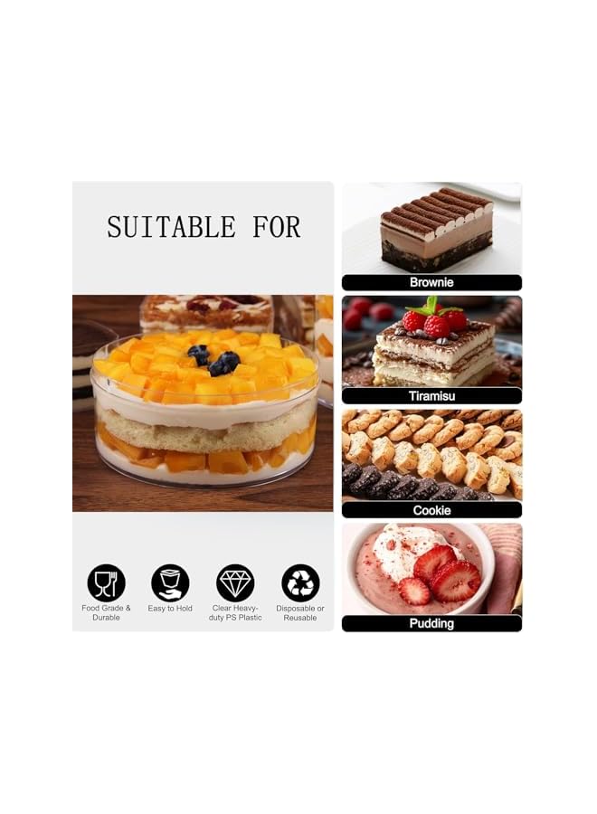 Green Tiger Disposable Plastic Round Dessert Container with Lids | Tiramisu & Cookie Containers | Fruit, Pudding, Mousse, Fruit Parfait Containers,Cake Packaging Box (6, Round 12 x 12 x 5.5 cm) - Image 3