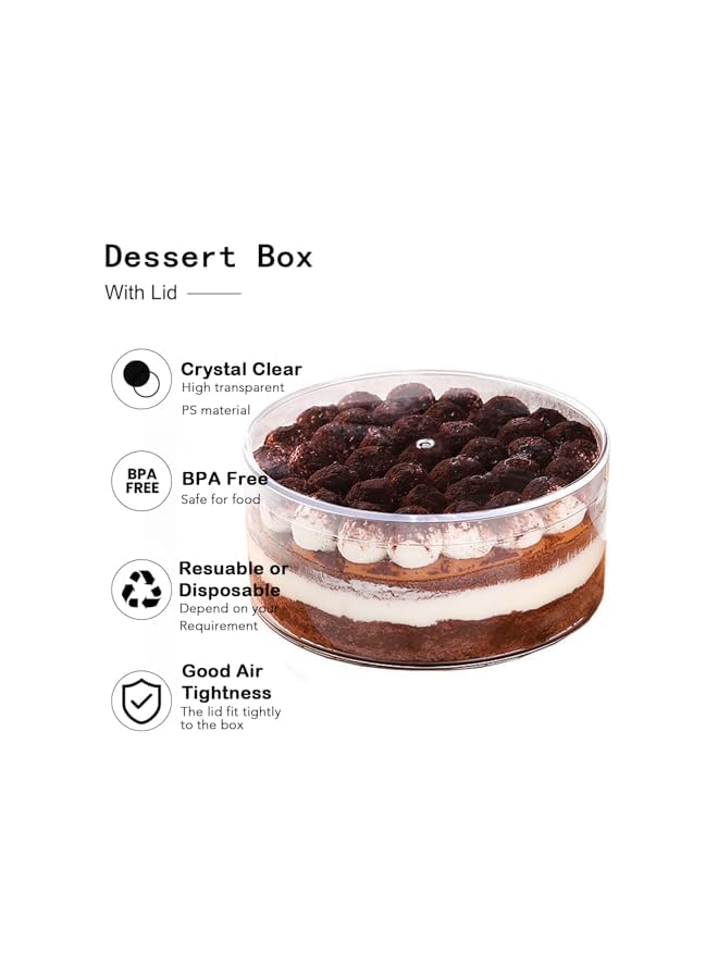 Green Tiger Disposable Plastic Round Dessert Container with Lids | Tiramisu & Cookie Containers | Fruit, Pudding, Mousse, Fruit Parfait Containers,Cake Packaging Box (6, Round 12 x 12 x 5.5 cm) - Image 4