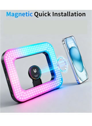 Professional 448-LED Magnetic Ring Light - Dual-Side Magnetic Phone Light with 6000mAh & Mini Tripod, Studio RGB Lighting for Content Creation/Makeup/Streaming - view 2