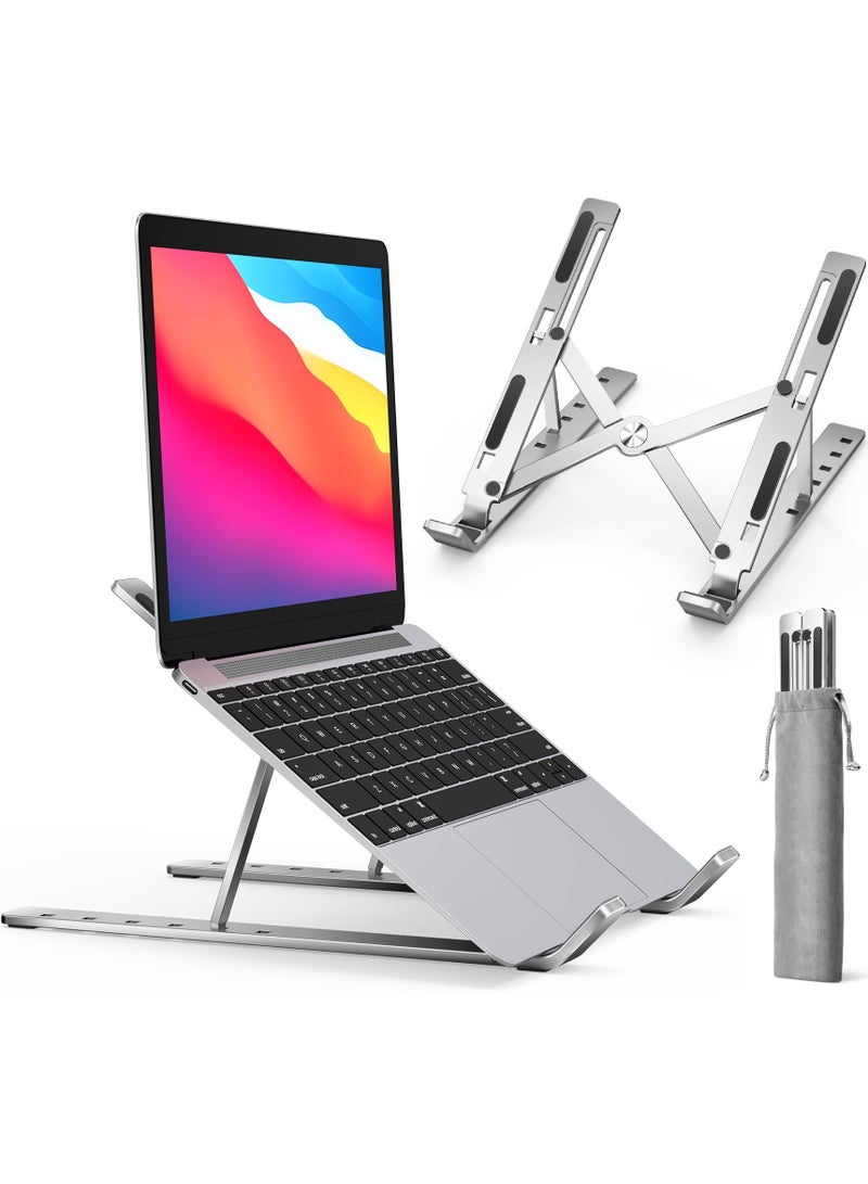 Laptop Stand, Laptop Stand Stand Stand, Tablet Stand, 6-Angle Adjustable Aluminum Ergonomic Foldable Portable Desktop Stand, Compatible With 10-15.6 Inches, Silver  - Image 1