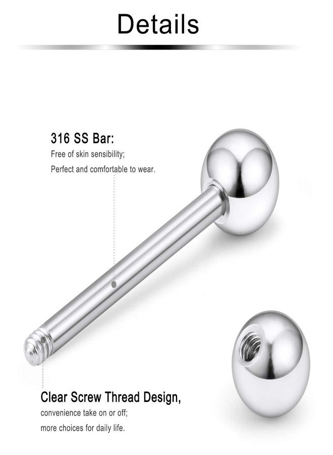Ftovosyo 48PCS 16G 16MM Nipple Rings Straight Barbells Surgical Steel Tongue Rings Nipplerings Body Piercing Jewelry for Women Men Silver-Tone Rose Gold Black Glow in The Dark Ball - Image 2