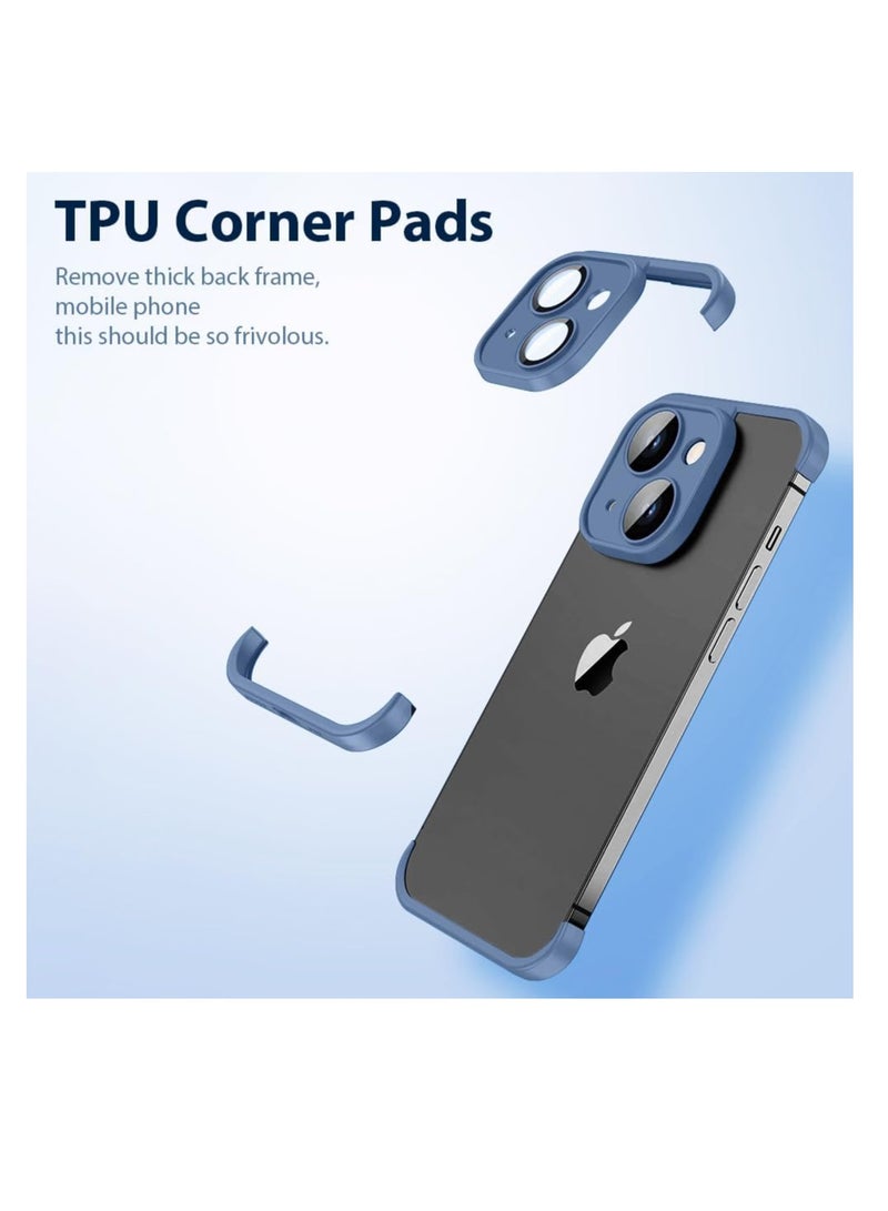 SYOSI iPhone Case TPU Bumper, Compatible for iPhone 15 Case with Thin Lens Protection Case, Frameless Four Corner Fall Protection Mat, Slim Shockproof Soft TPU Silicone Cover, 1Pcs, Blue  - Image 2
