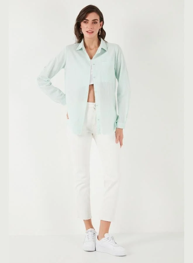 ليلا قميص قطني ليلا بقصة عادية بجيوب للنساء