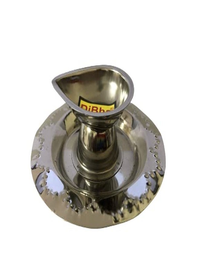 DiBha Aarti Diya Stainless Steel Lamp Holder for Pooja with Small Stand - Image 2