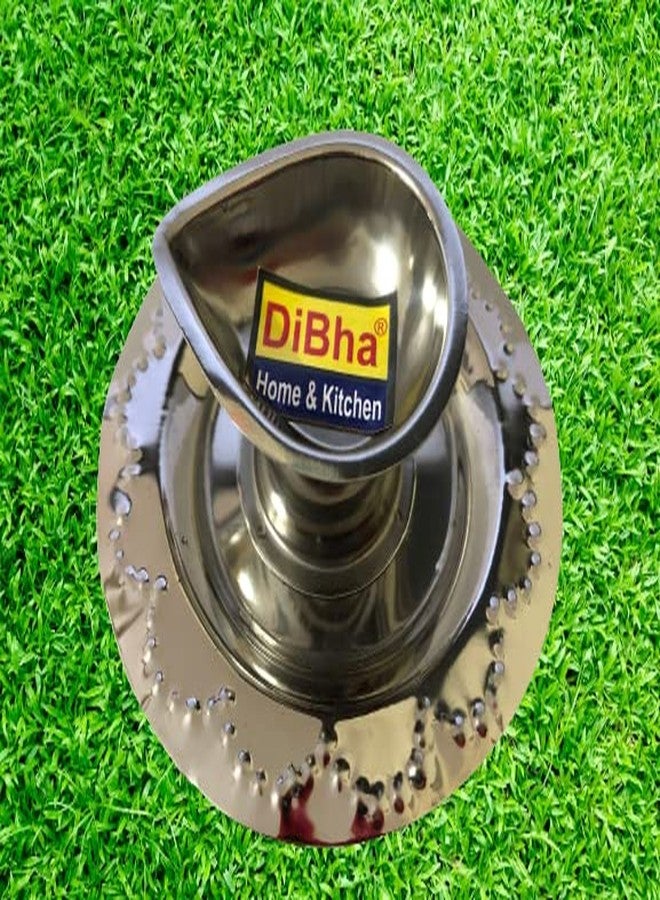 DiBha Aarti Diya Stainless Steel Lamp Holder for Pooja with Small Stand - Image 3