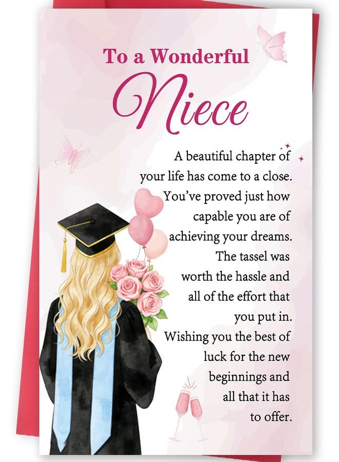 FANCYLUCKY Happy Graduation Card for Niece, High School College Graduation Gift for Niece, Congratulations Card from Aunt Uncle - Image 1