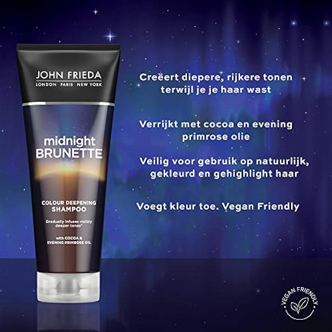 John Frieda MIDNIGHT BRUNETTE COLOUR DEEPENING SHAMPOO 250 ML, COLOUR-DEPOSITING SHAMPOO BROWN HAIR - Image 2