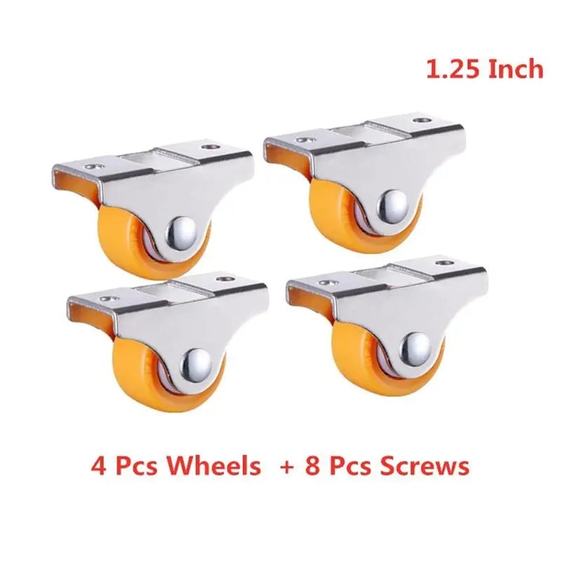 1 25 Inch Yellow Furniture Linear Wheel Rigid Plastic PP Silent Directional Fixed Caster 4Pcs - Image 3