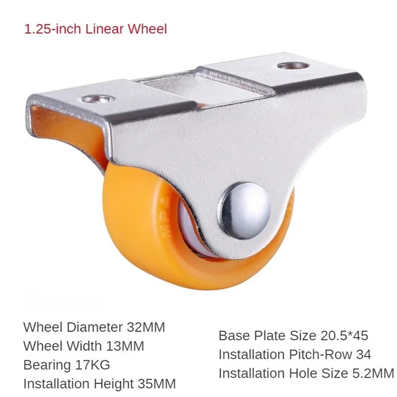 1 25 Inch Yellow Furniture Linear Wheel Rigid Plastic PP Silent Directional Fixed Caster 4Pcs - Image 5