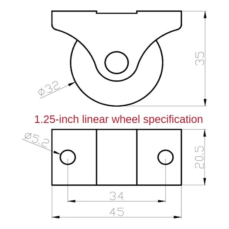 1 25 Inch Yellow Furniture Linear Wheel Rigid Plastic PP Silent Directional Fixed Caster 4Pcs - Image 4