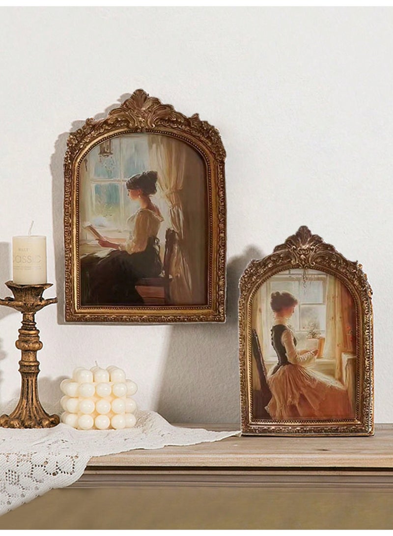 خمر إطار الصورة إطار صورة خشبي منحوت كلاسيكي بتصميم رجعي عتيق – مثالي للطاولة أو الحائط، زخرفي وأنيق للهدايا وتزيين المنزل والاحتفاظ بالذكريات المميزة (يشمل ورقة فوتوغرافية عشوائية) - Image 3