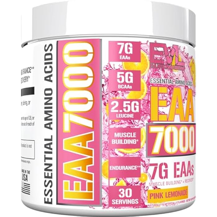 Evlution Nutrition EAA7000 - Pre & Post Workout Powder - Muscle Building + Recovery Supplement - 7g Essential Amino Acids + 5g BCAAs - Endurance + Energy Support - 30 Servings - Pink Lemonade - Image 4