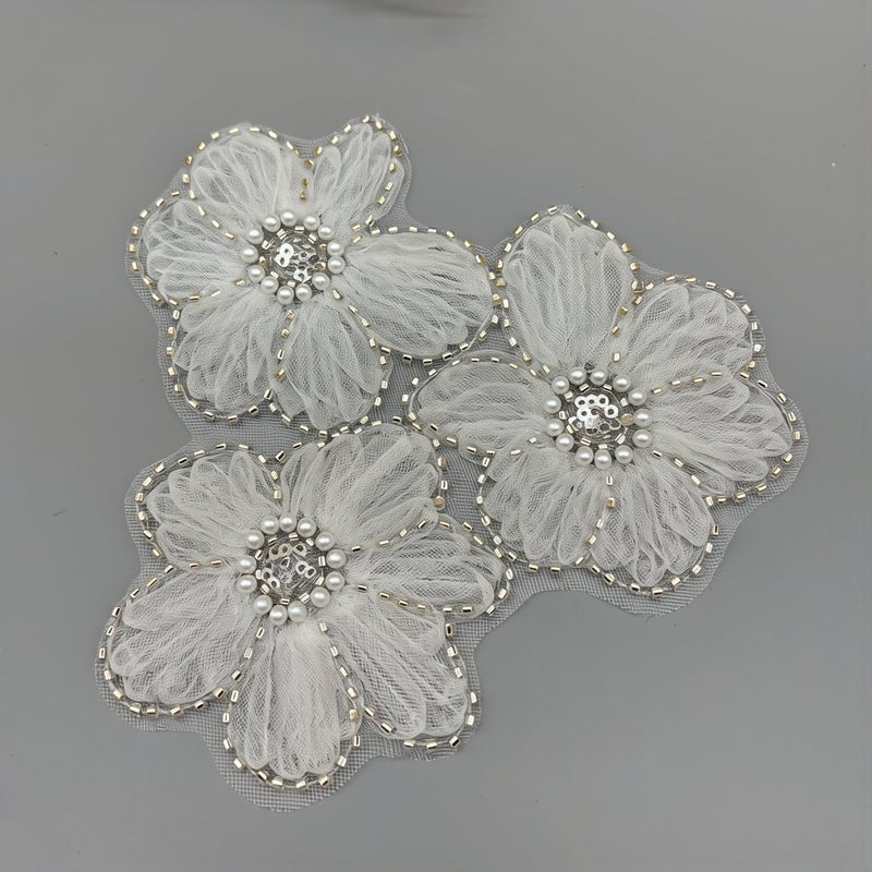 Washable Durable Floral Beaded Applique No Fade No Fall Off Clothing Decor Patch - Image 3