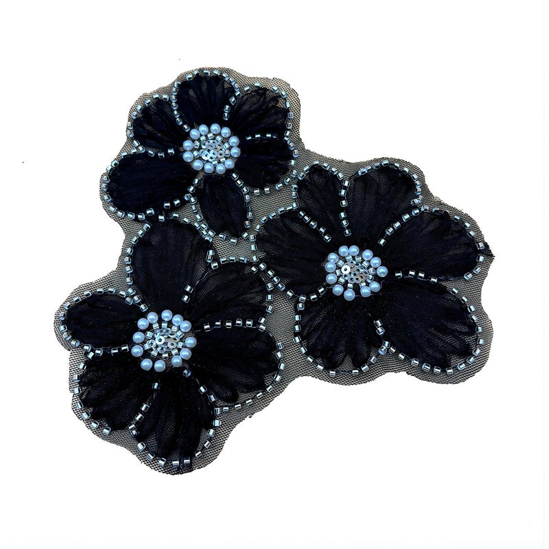Washable Durable Floral Beaded Applique No Fade No Fall Off Clothing Decor Patch - Image 1