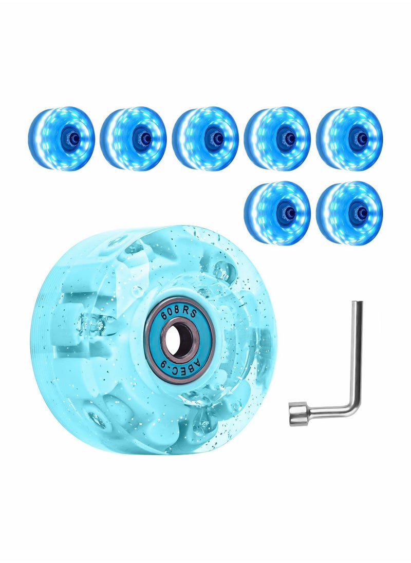 Y&D 8 Pieces Luminous Skate Wheels with Bearings Installed 32 x 58 mm 78A  - Image 1