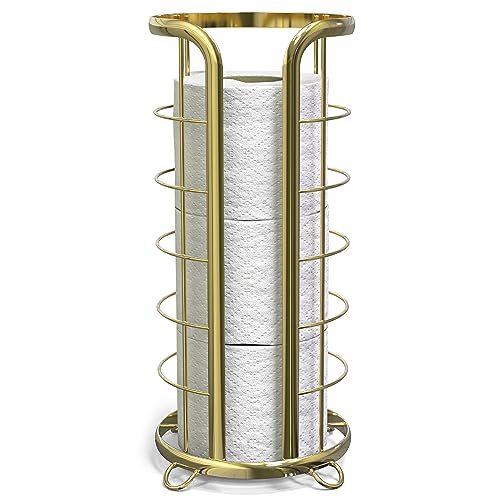 BROOKSTONE, Nickel Toilet Paper Holder, Freestanding Bathroom Tissue Organizer, Minimalistic Storage Solution, Modern & Stylish Design [Holds MEGA Rolls] - Image 1