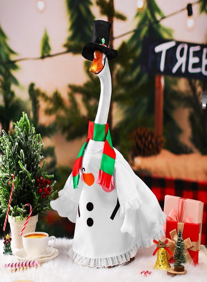 Yeyeplum 3 Set Christmas Goose Outfit 23 Inch Snowman Santa Elf Porch Goose Clothes Lawn Goose Costume Cute Goose Art Dress for Xmas Garden Yard Statue Decor - Image 4
