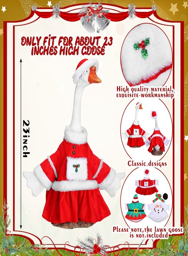 Yeyeplum 3 Set Christmas Goose Outfit 23 Inch Snowman Santa Elf Porch Goose Clothes Lawn Goose Costume Cute Goose Art Dress for Xmas Garden Yard Statue Decor - Image 3