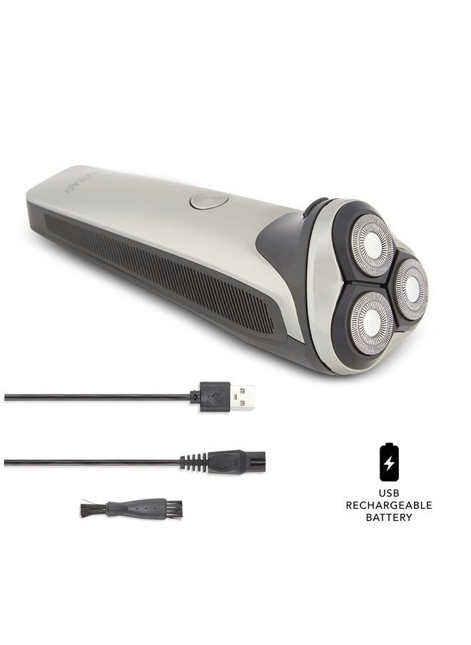Vivitar - VIVITAR Metallic Cordless 3 Head Rotary Shaver, Cordless Electric Rotary Shaver for Men with Three Independently-Floating Heads, Pop-up Trimmer, and Stainless Steel Blades for Wet and Dry Uses - Image 1