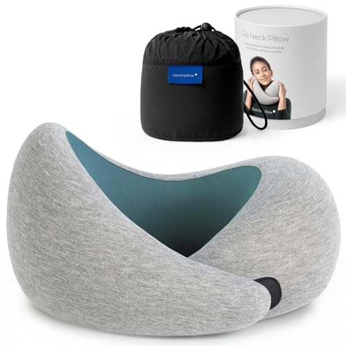 OSTRICH PILLOW Ostrichpillow Go Neck Pillow, Travel Pillows for Airplanes, Premium Memory Foam Travel Pillow, 360º Ergonomic Design, Asymmetrical Sides, Travel Bag Included, Washable Modal Cover - Image 1