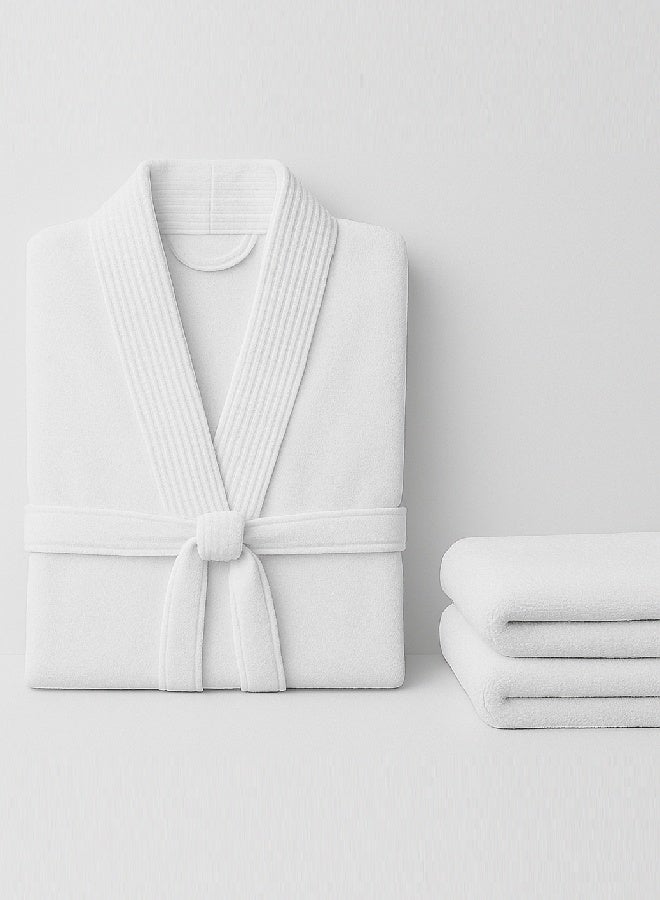 Pearl Coast 400 GSM Velour Cotton Bathrobe – Kimono Style | Luxurious & Lightweight | Ultra-Soft Finish | Unisex Loungewear | 125cm Length - Image 4