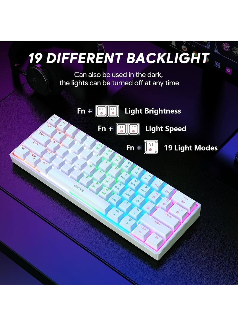 K620 Gaming Keyboard Mechanical Led Wired Keyboard Mini 61 Key Compact Gamer Keyboard Clicky with Blue Switch for Computer PC Laptop