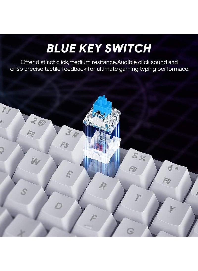 K620 Gaming Keyboard Mechanical Led Wired Keyboard Mini 61 Key Compact Gamer Keyboard Clicky with Blue Switch for Computer PC Laptop