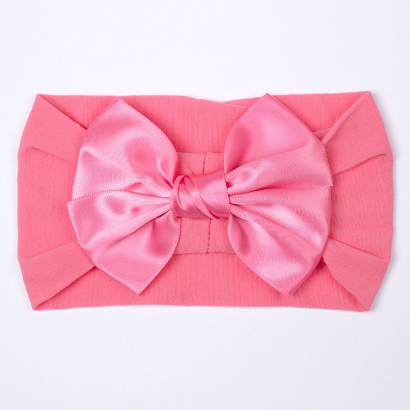Generic 2023 European and American New Baby Soft Nylon Hair Accessories Girls Wide Edge Bow Stretch Hood Baby Hair Belt Rose Red