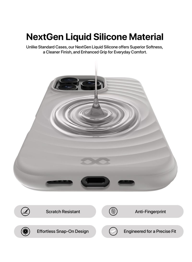 INFINYTY iPhone 16 Pro Max Ripple Silicone Case- Quiver (Natural Titanium), MagSafe Compatible, Mil. Grade Drop-Tested, Ultra-Soft Lining, Shockproof & Anti-Scratch, Slim Ripple Grip Design - Image 3