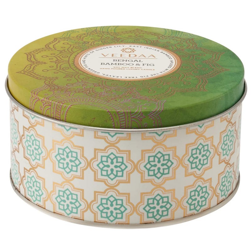 VEEDAA Bengal Bamboo Fig Soy Wax 3 Wick Tin Scented Candle Burns 40 Hours - Image 2