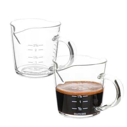 BCnmviku Espresso Shot Glass 3-Ounce Triple Pitcher Barista Double Spouts With Pouring Handle (2 Pack) - Image 1