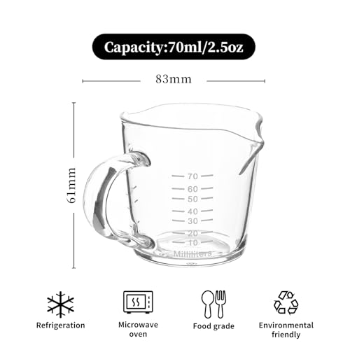 BCnmviku Espresso Shot Glass 3-Ounce Triple Pitcher Barista Double Spouts With Pouring Handle (2 Pack) - Image 4