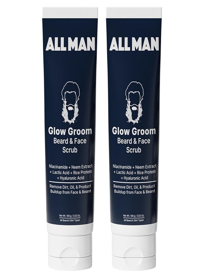 Allman ALL MAN Glow Groom Beard & Face Scrub for Deep Clean Beard Scalp, Reduces Oil, Prevents Acne with Niacinamide & Neem Extract | Pack of 2 | 200g - Image 1
