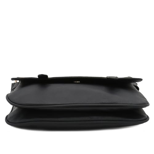 ALYSSA Double Compartment Large Flapover Crossbody Bag (Black) - Image 4