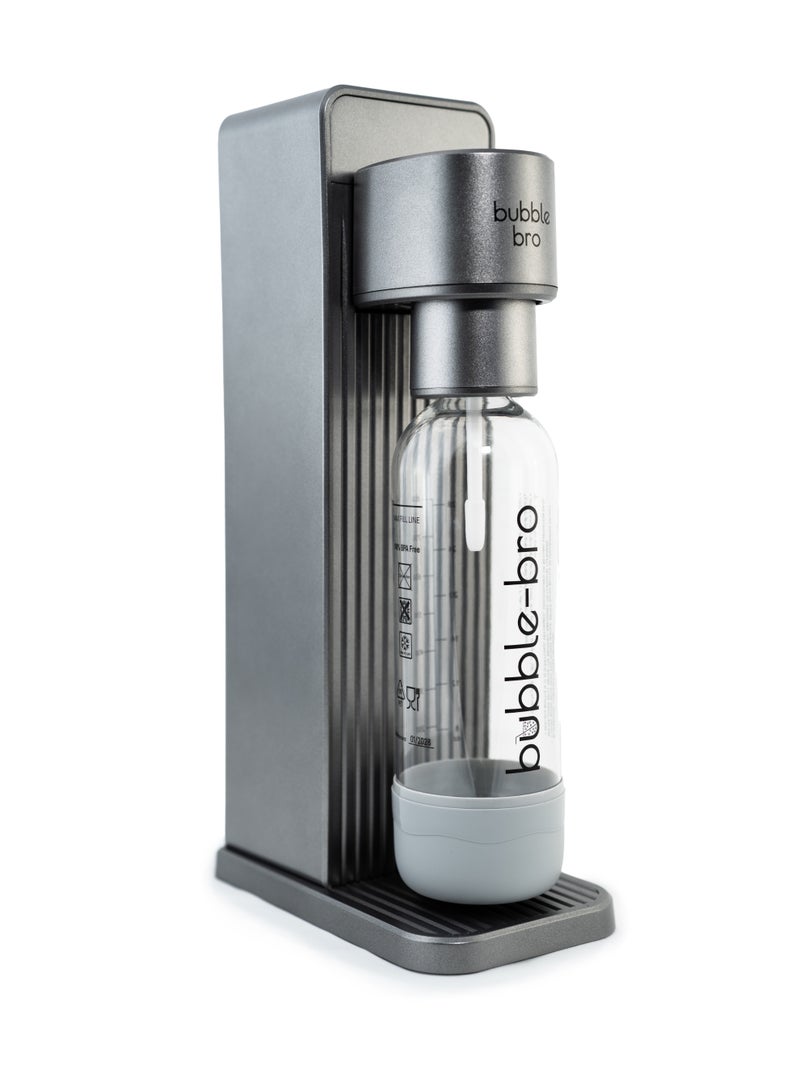 bubble-bro bubblebro Versa Soda Maker Machine - Comes with a 1L BPA-Free Carbonating Bottle - Carbonate Any Drink (Mettalic Grey)