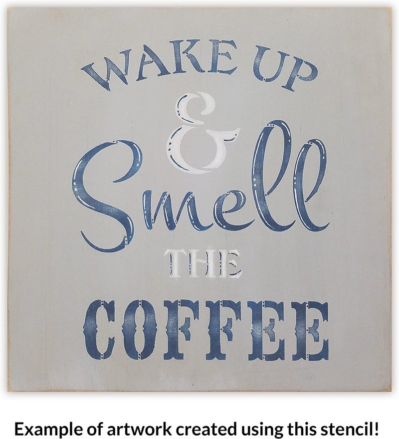ivana's Ivana's Wake Up and Smell The Coffee Stencil | for Painting Rustic Wood Sign -Reusable Mylar Template | Use for Crafting DIY Farmhouse or Country Home Decor - Kitchen Coffee Bar - (6" x 6") - Image 4