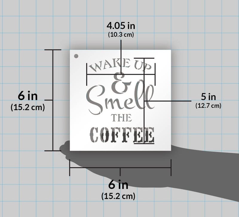 ivana's Ivana's Wake Up and Smell The Coffee Stencil | for Painting Rustic Wood Sign -Reusable Mylar Template | Use for Crafting DIY Farmhouse or Country Home Decor - Kitchen Coffee Bar - (6" x 6") - Image 3