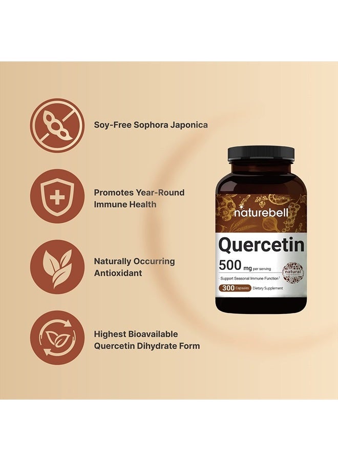 NatureBell Quercetin 500mg Per Serving | 300 Capsules, Ultra Strength Quercetin Supplement | Bioflavonoids for Healthy Immune Support, Third Party Tested, Non-GMO & No Gluten - Image 3