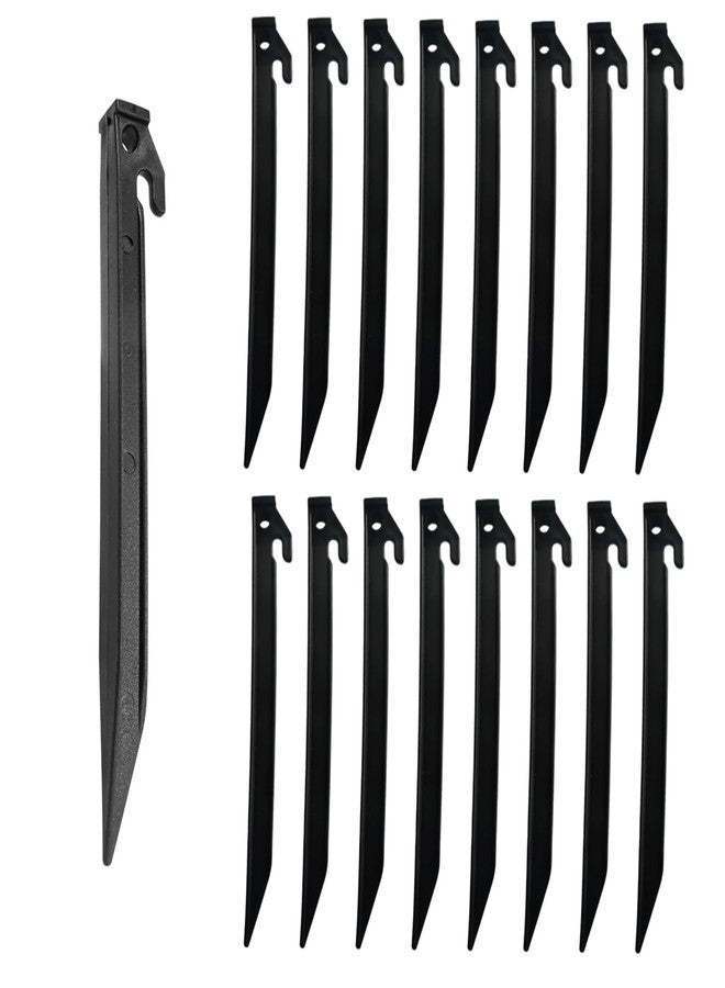 YiiSeeJo 16 Pack Plastic Tent Stakes 9 Inch, Heavy Duty Beach Tent Pegs Canopy Stakes, Black Edging Stakes for Campings, Backpacking, Gardening - Image 1