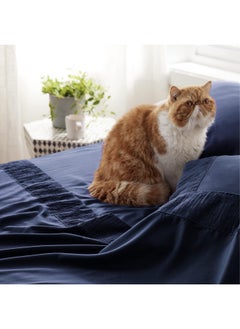 Bedsure Queen Sheets Navy - Soft Sheets For Queen Size Bed  4 Pieces Hotel Luxury Queen Sheet Set  Easy Care Polyester Microfiber Cooling Bed Sheet Set  - Image 4