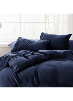 Bedsure Queen Sheets Navy - Soft Sheets For Queen Size Bed  4 Pieces Hotel Luxury Queen Sheet Set  Easy Care Polyester Microfiber Cooling Bed Sheet Set  - Image 3
