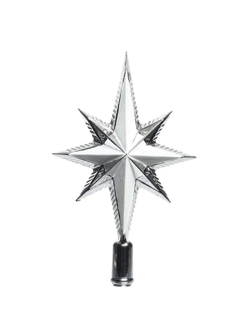 Homesmiths Kaemingk Christmas   Treetopper Shatterproof Glitter Silver 25.5Cm, 1 Piece - Image 1