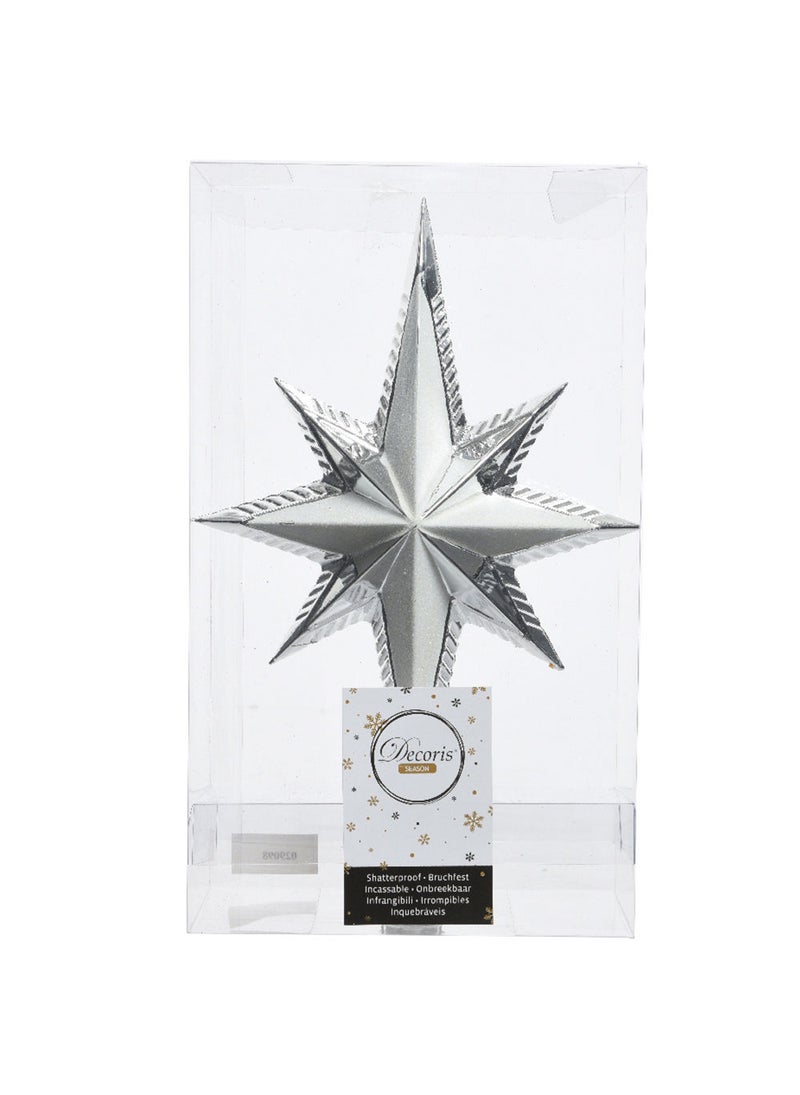 Homesmiths Kaemingk Christmas   Treetopper Shatterproof Glitter Silver 25.5Cm, 1 Piece - Image 3